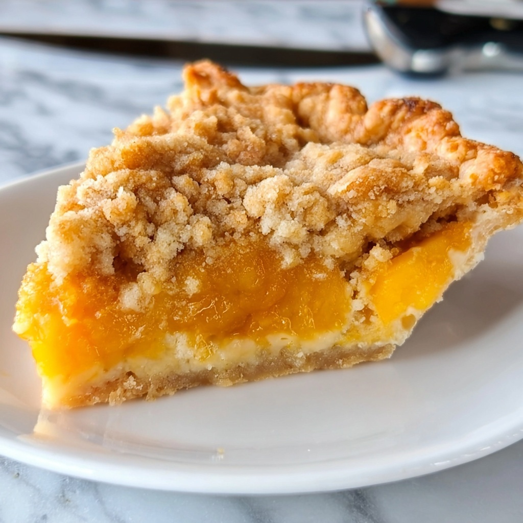 Peach Custard Pie with Streusel Topping Recipe - Recipe Image