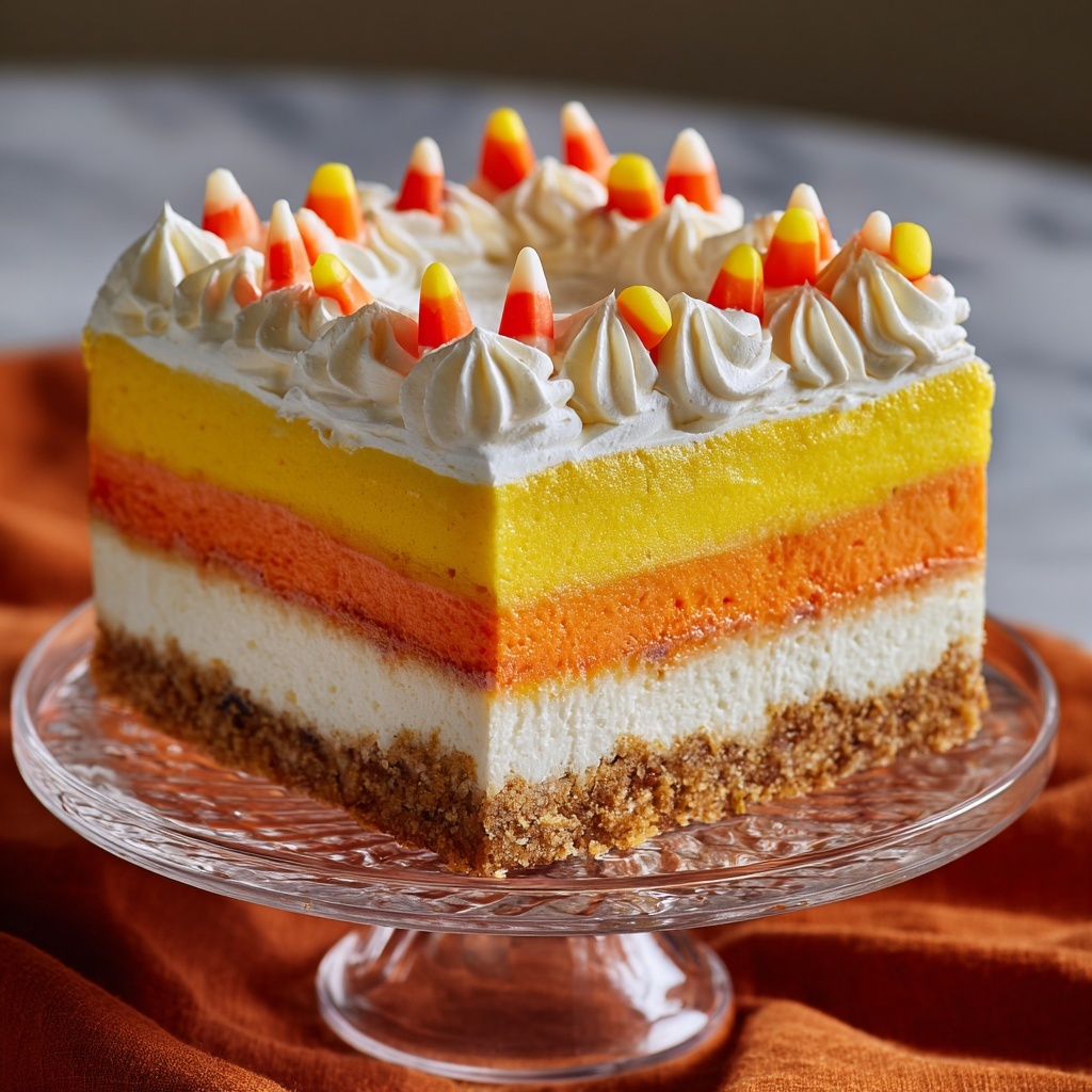 Candy Corn Layered Cheesecake Recipe - Recipe Image