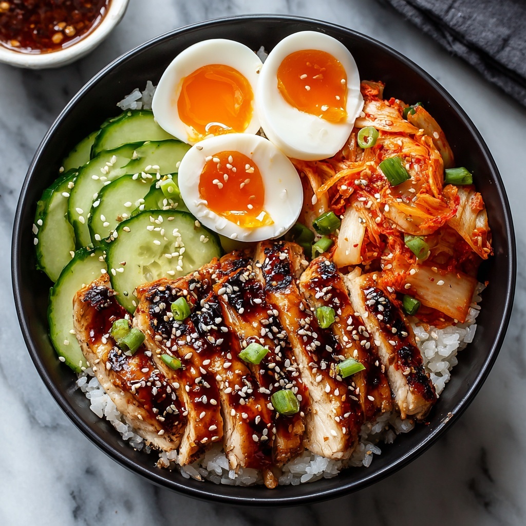 Korean BBQ Chicken & Kimchi Rice Bowls Recipe - Recipe Image
