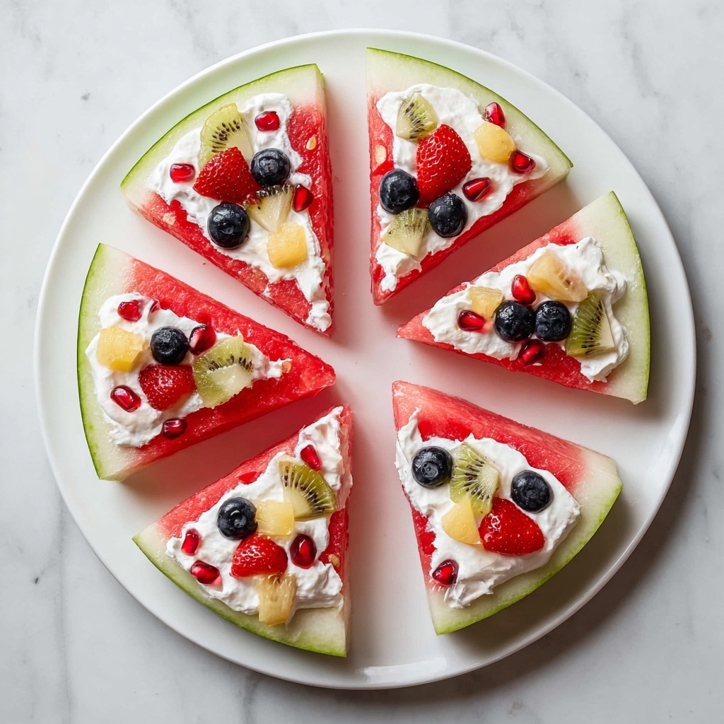 Watermelon Pizza with Greek Yogurt and Fresh Fruit Toppings Recipe - Recipe Image