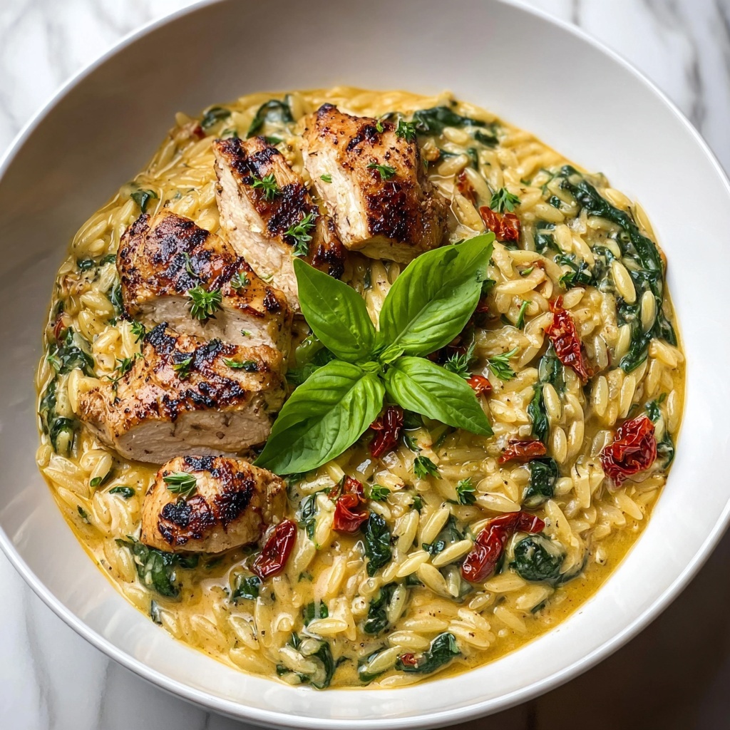 Slow Cooker Creamy Tuscan Chicken Orzo Recipe - Recipe Image