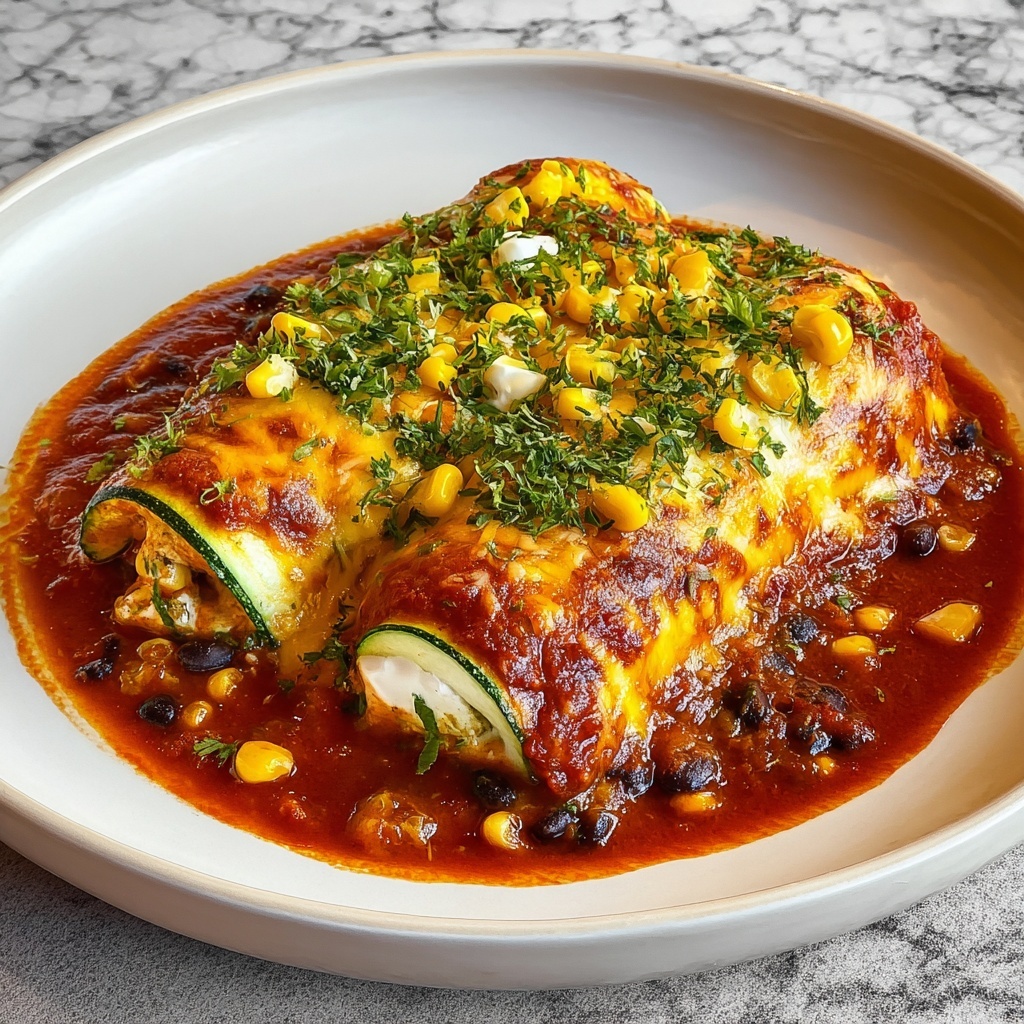 Cheesy Baked Zucchini Enchiladas Recipe - Recipe Image