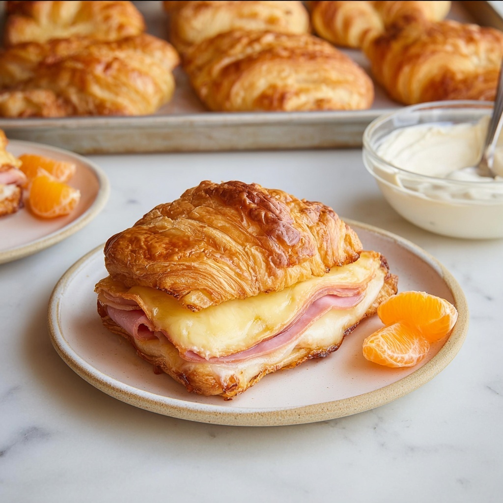 Baked Ham and Cheese Croissants Recipe - Recipe Image