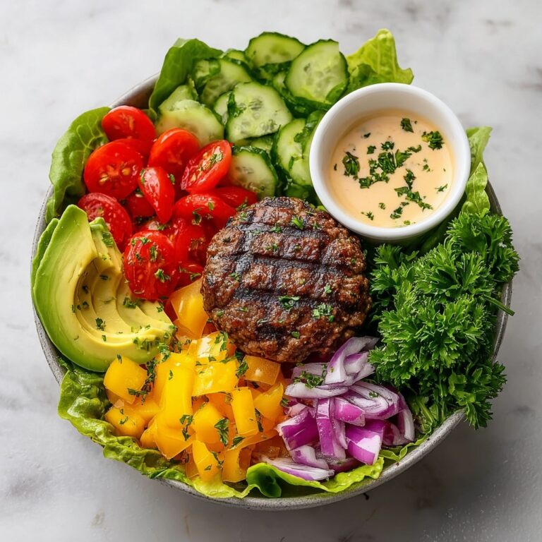 Juicy Grilled Burger Bowls with Fresh Vegetables Recipe