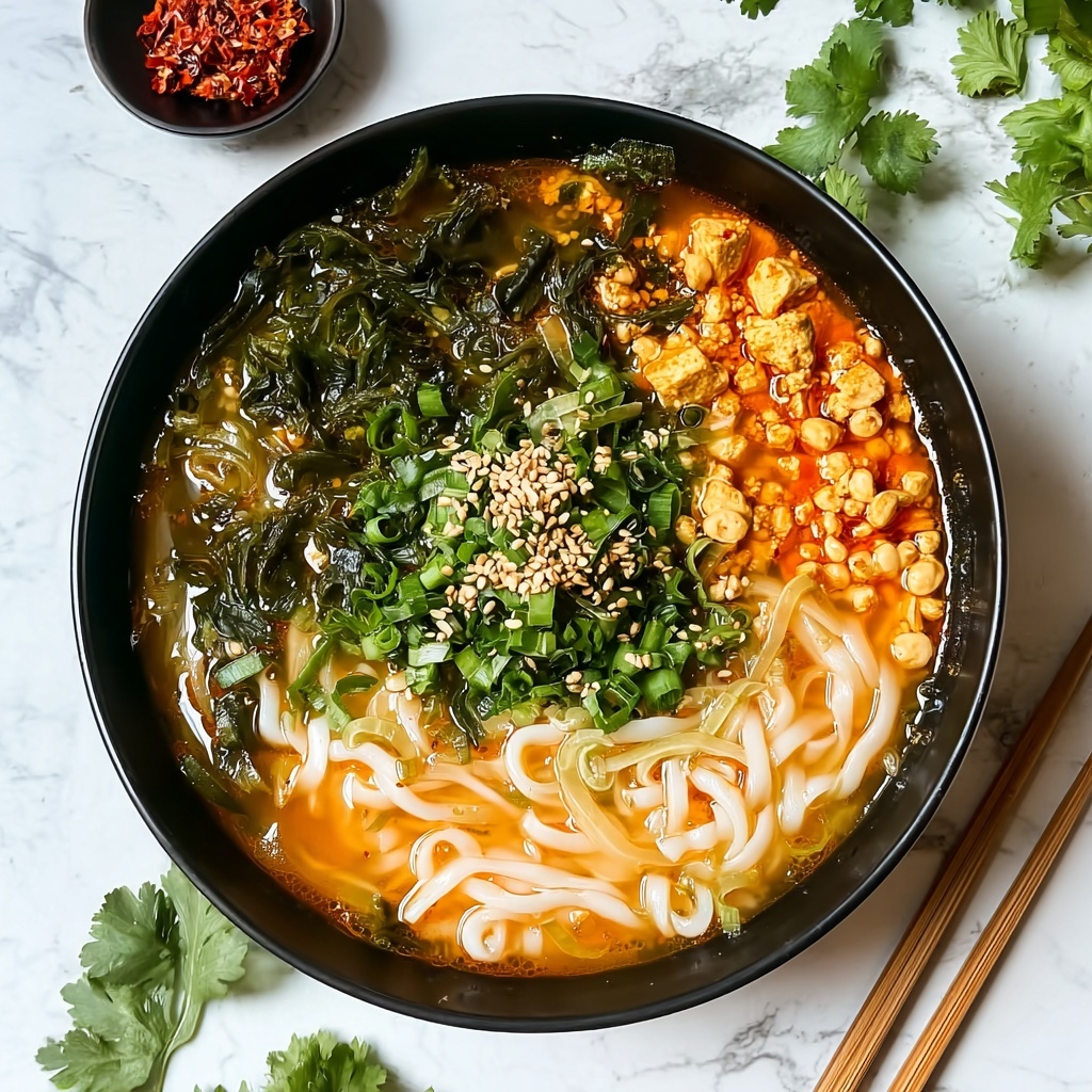 Peanut Gochujang Ramen Noodle Soup Recipe - Recipe Image