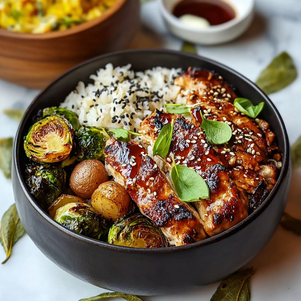 Teriyaki Chicken Bowls with Crispy Brussels Recipe - Recipe Image