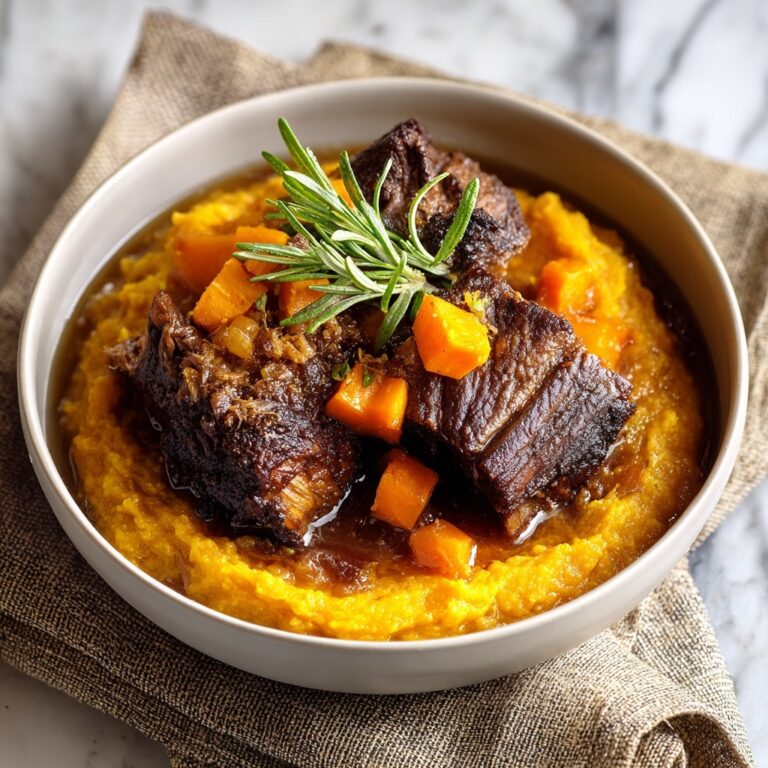 Apple Cider Braised Short Ribs with Rosemary Mashed Sweet Potatoes Recipe