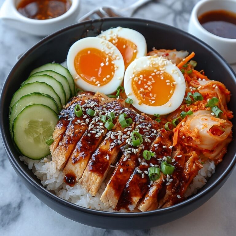 Korean BBQ Chicken & Kimchi Rice Bowls Recipe