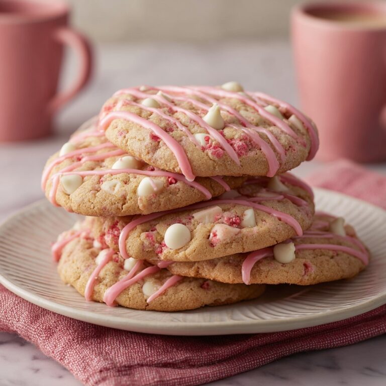 Strawberry Crunch Cookies with White Chocolate Chips and Pink Strawberry Glaze Recipe