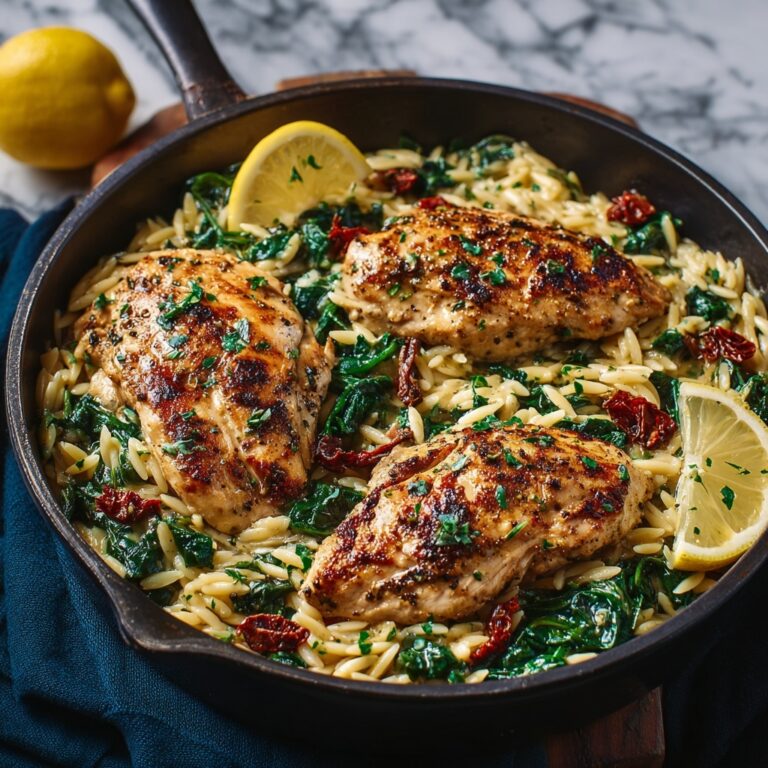 Lemon Herb Chicken & Orzo with Spinach Recipe
