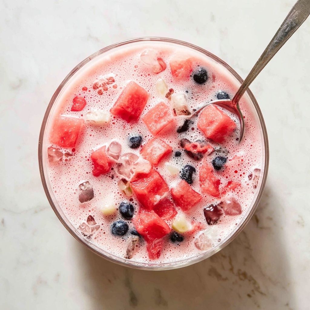 Watermelon Fruit Hwachae with Strawberry Milk and Soda Recipe - Recipe Image