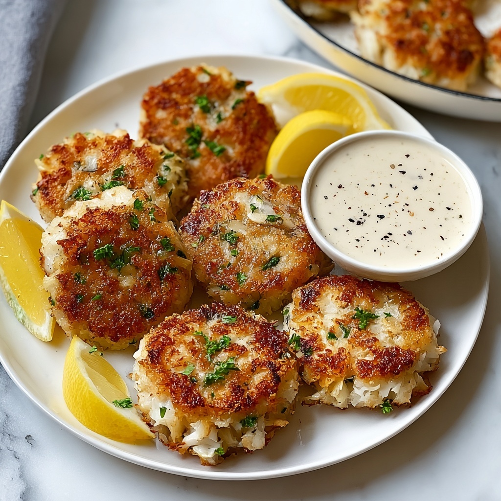 Crispy Crab Cakes with Lemon Wedges Recipe - Recipe Image