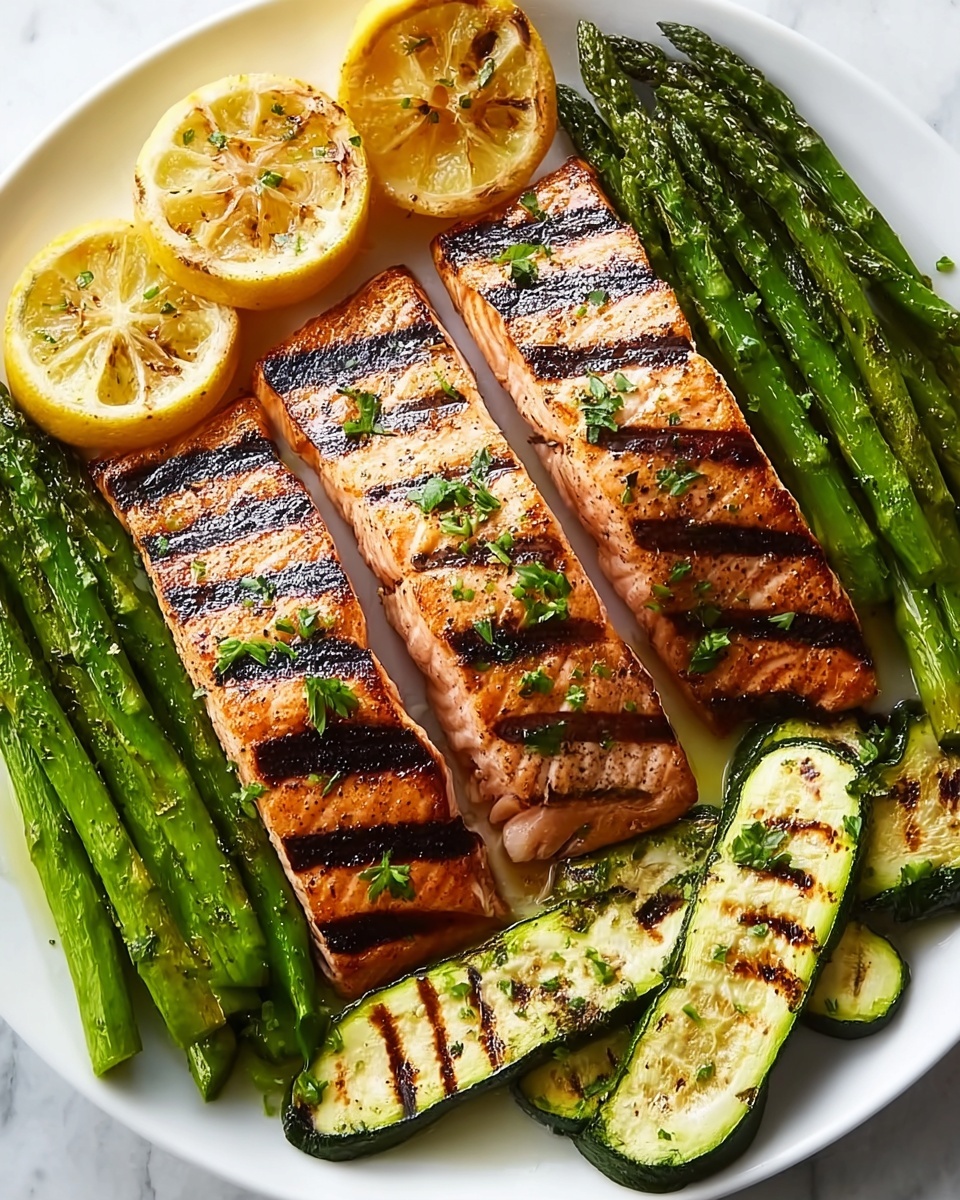 Grilled Salmon & Vegetables Recipe - Recipe Image