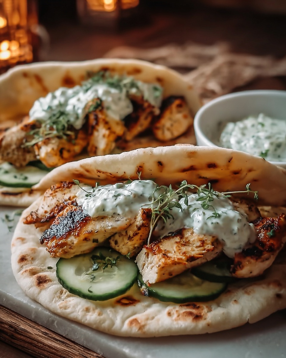 Greek Chicken Gyros with Cucumber Tzatziki Recipe - Recipe Image