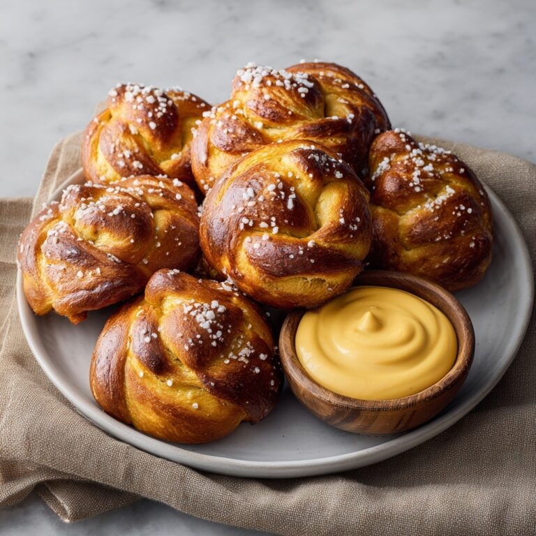 Soft Pretzel Knots with Cheddar Cheese Dip Recipe
