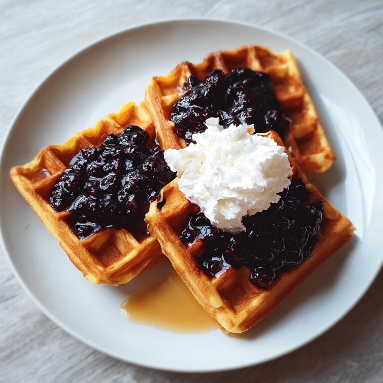 Waffles with Blueberry Compote and Lemon Ricotta Cream Recipe