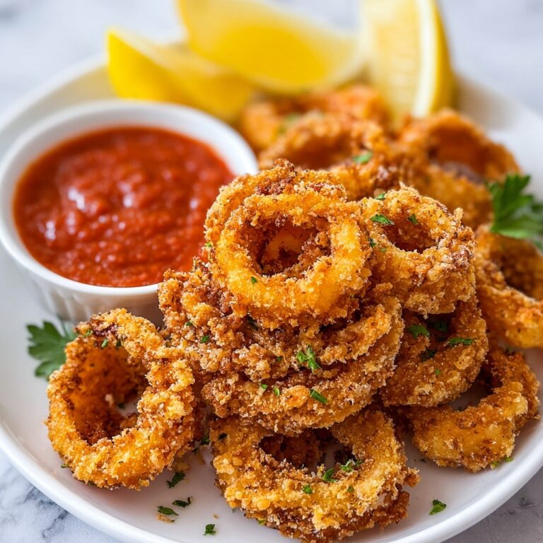 Crispy Fried Calamari with Lemon Wedges Recipe
