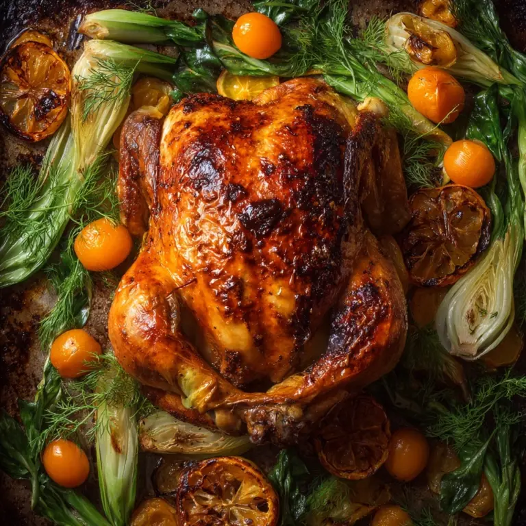 Clementine Roast Chicken with Fennel and Honey Recipe