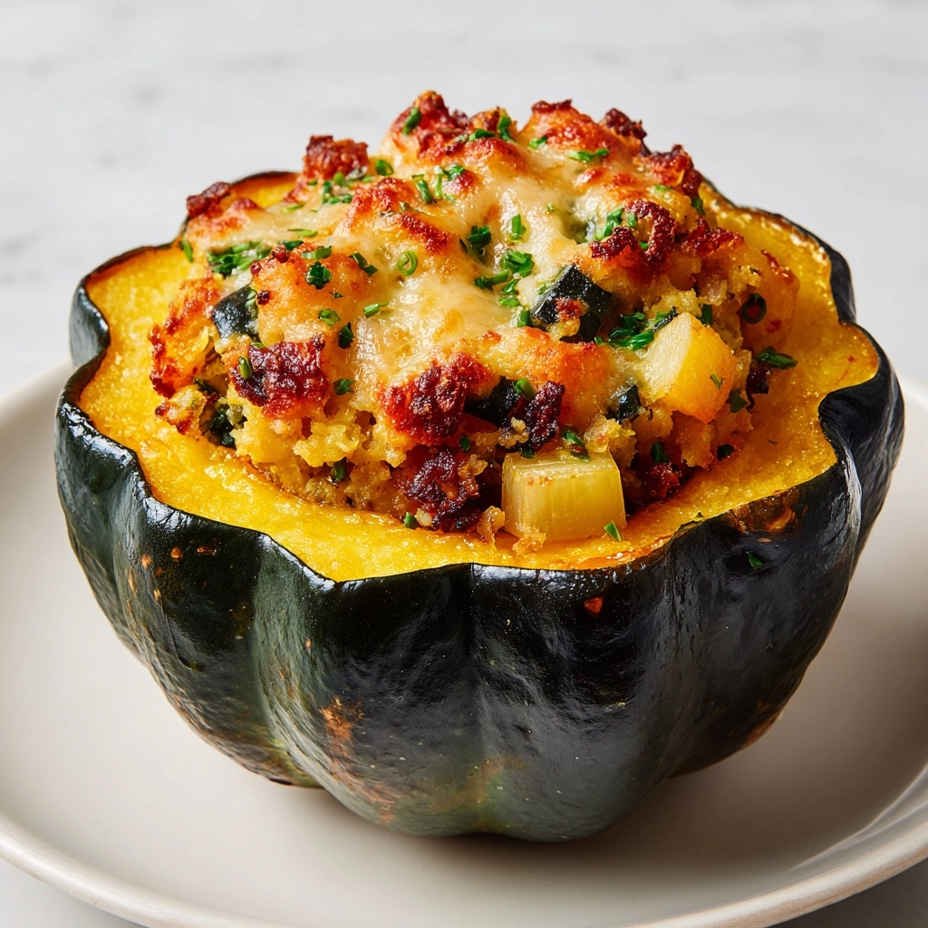 Stuffed Acorn Squash with Sausage, Apple, Cranberries, and Quinoa Recipe - Recipe Image