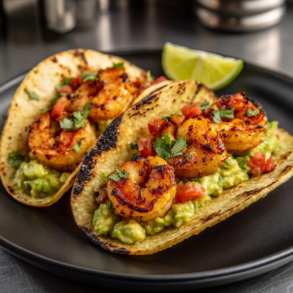 Grilled Shrimp Tacos with Avocado Salsa Recipe - Recipe Image