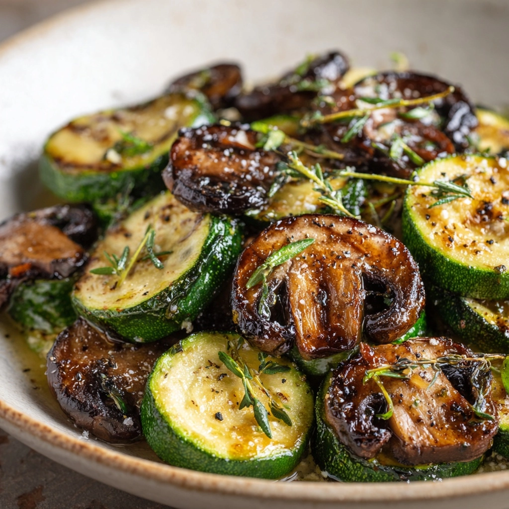 Garlic Herb Zucchini & Mushrooms Recipe - Recipe Image