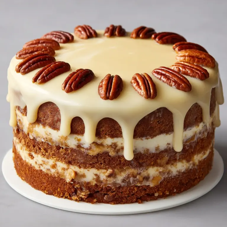 Pecan Praline Cake with Creamy Drip Glaze Recipe