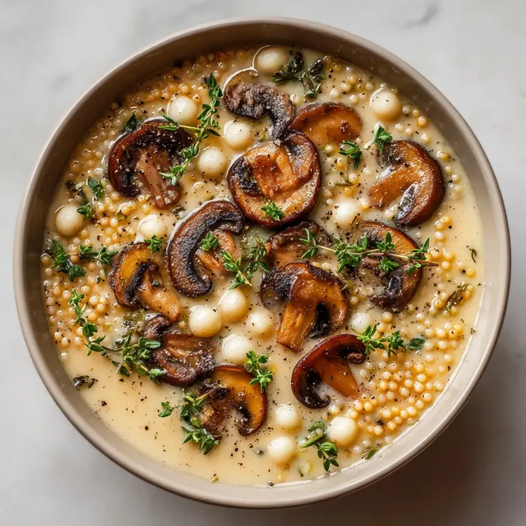 Creamy Mushroom & Pearl Couscous Soup Recipe