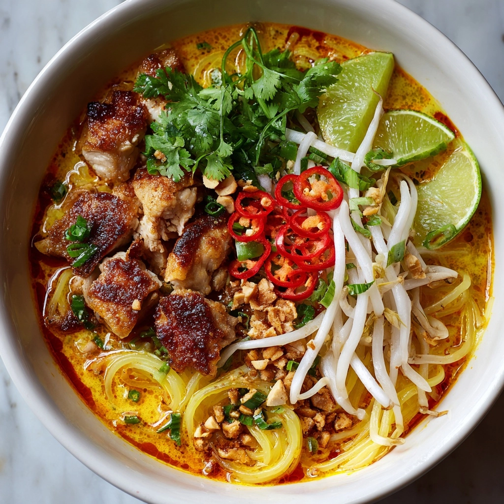 Chicken Khao Soi: Thai Curry Noodle Soup with Coconut & Crispy Toppings Recipe - Recipe Image