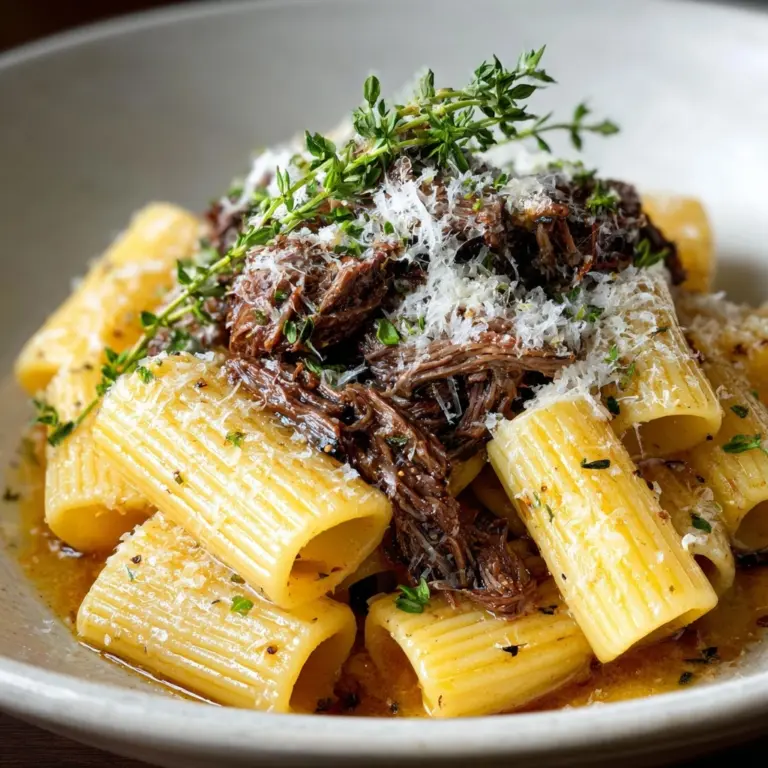 Slow Cooked Braised Beef Brisket Rigatoni with Tarragon Recipe