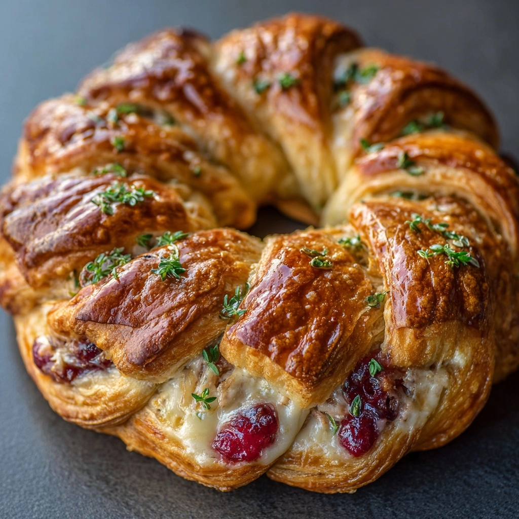 Savory Turkey and Cranberry Crescent Ring Recipe - Recipe Image