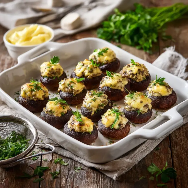 Stuffed Mushrooms with Herbs and Cheese Recipe