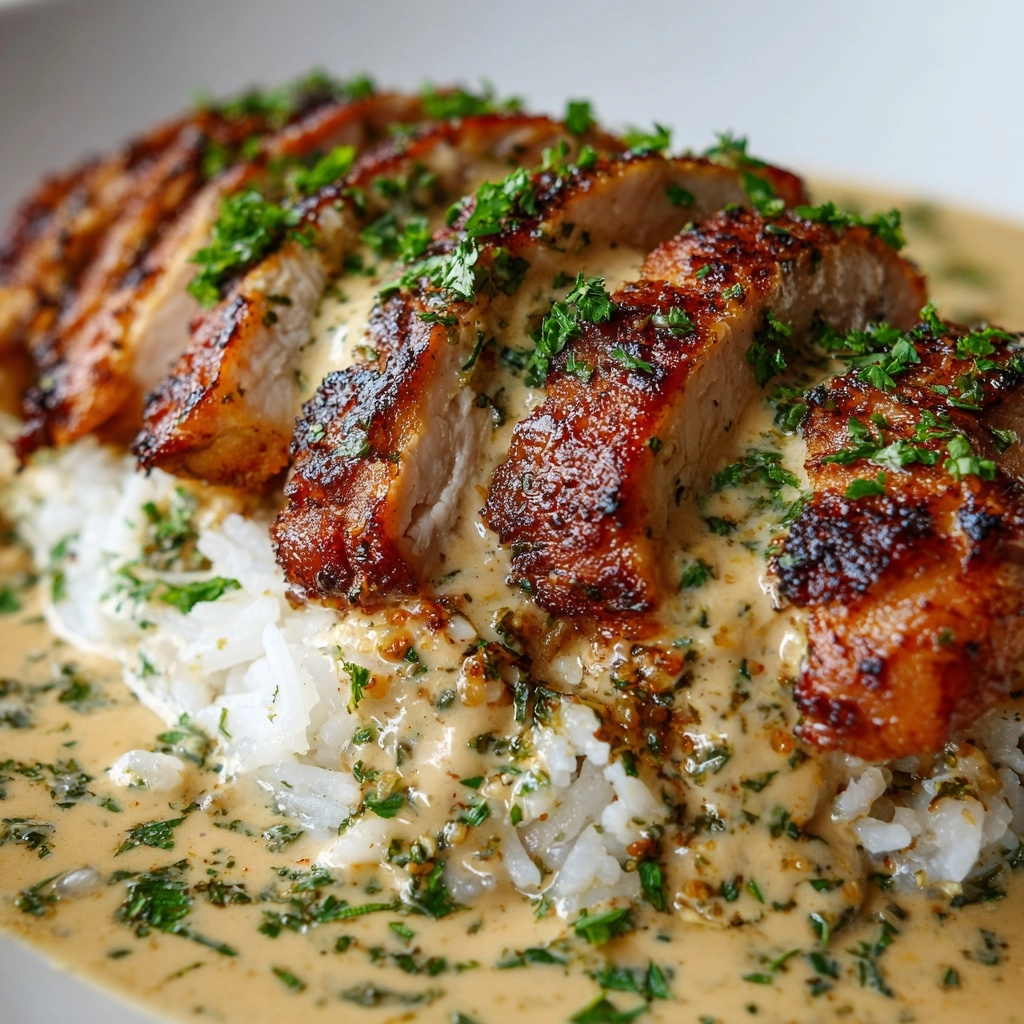 Chicken & Rice Bowls with Creamy Garlic Sauce Recipe - Recipe Image