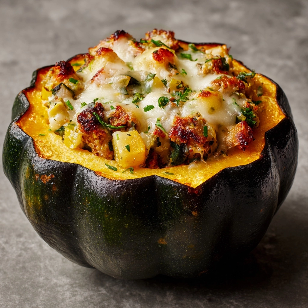 Stuffed Acorn Squash with Sausage, Apple, Cranberries, and Quinoa Recipe - Recipe Image