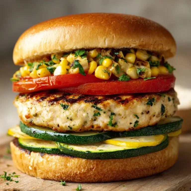 Chicken Zucchini and Fresh Corn Burgers Recipe