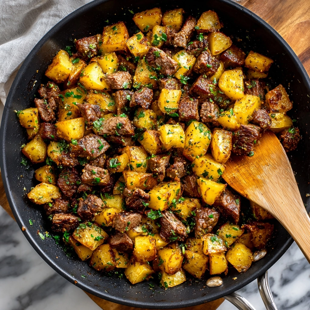 Garlic Butter Steak Bites with Herb Potatoes Recipe - Recipe Image