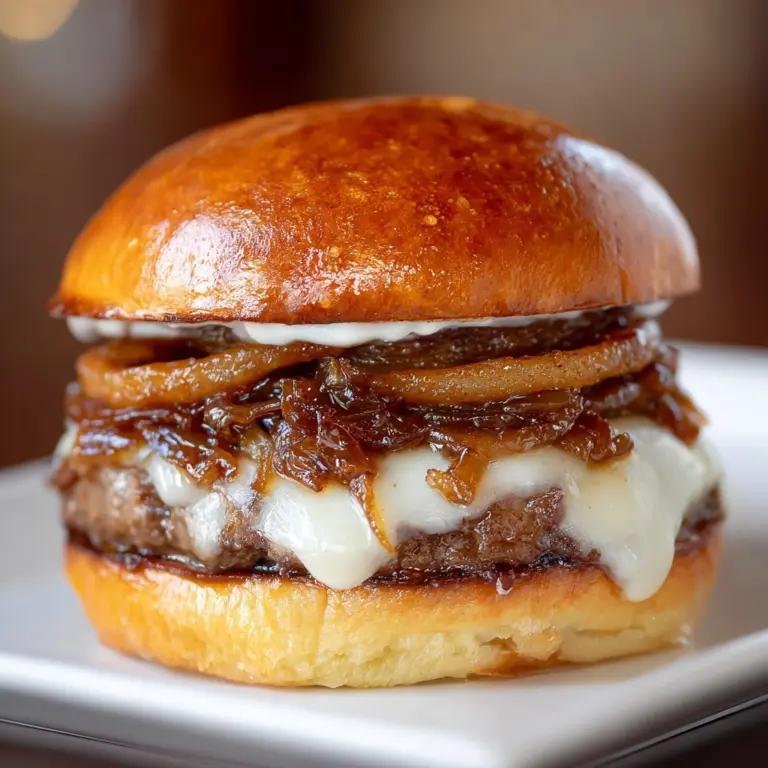 Savory Caramelized Onion and Cheese Burgers Recipe