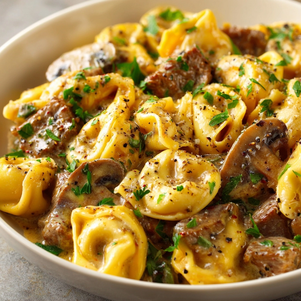 Philly Cheesesteak Tortellini Pasta Recipe - Recipe Image