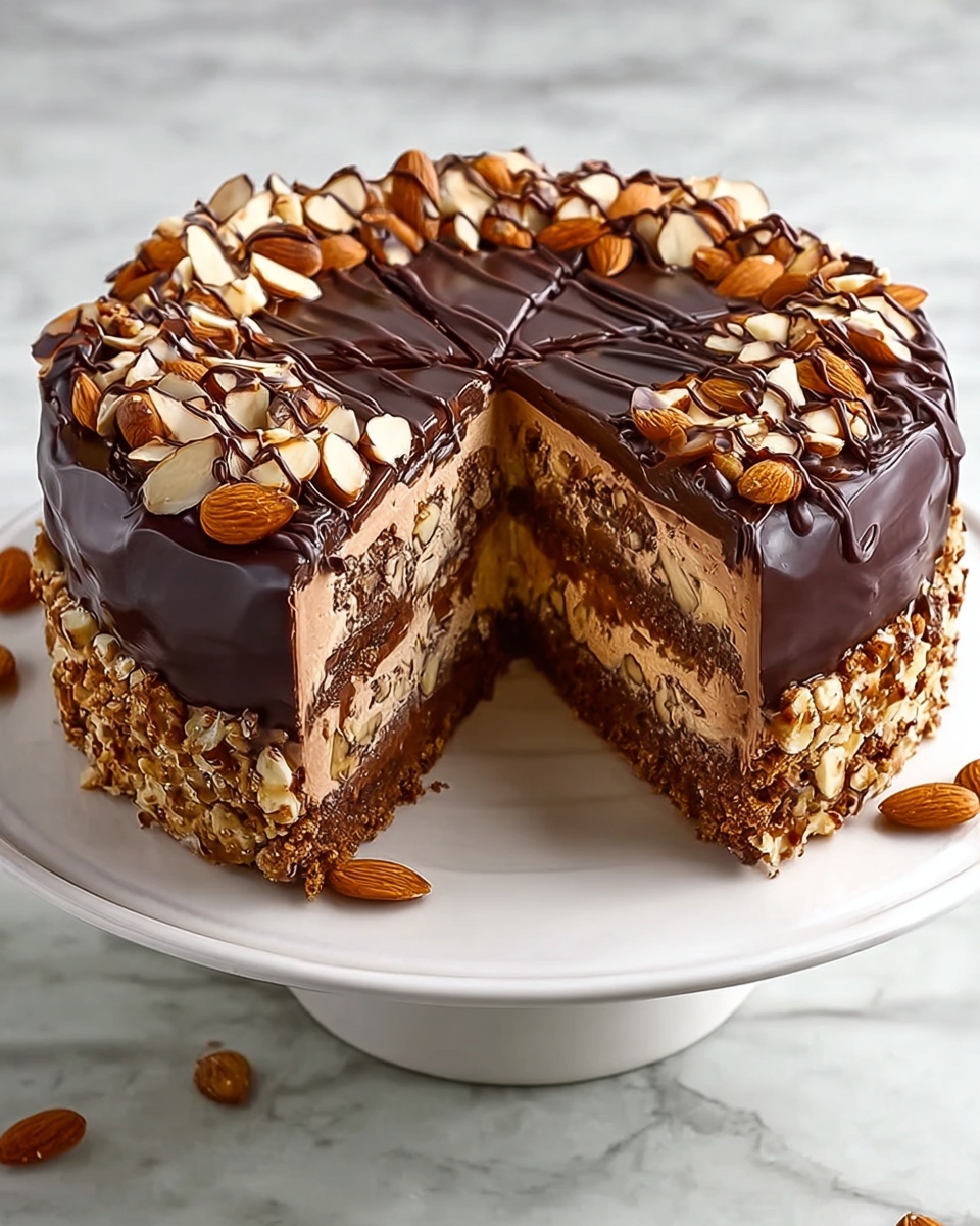 Delicious Homemade Chocolate Almond Cheesecake Recipe - Recipe Image