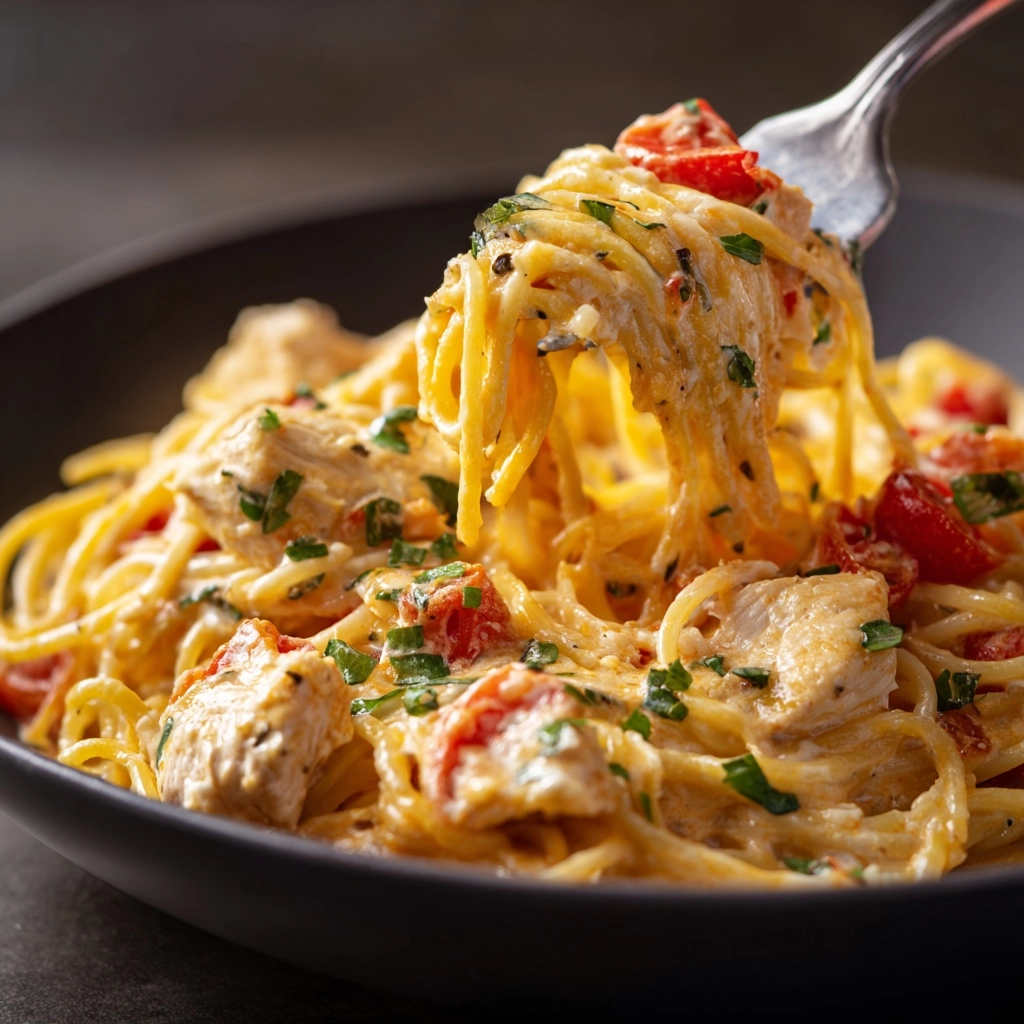 Cheesy Spaghetti Chicken Casserole Recipe - Recipe Image