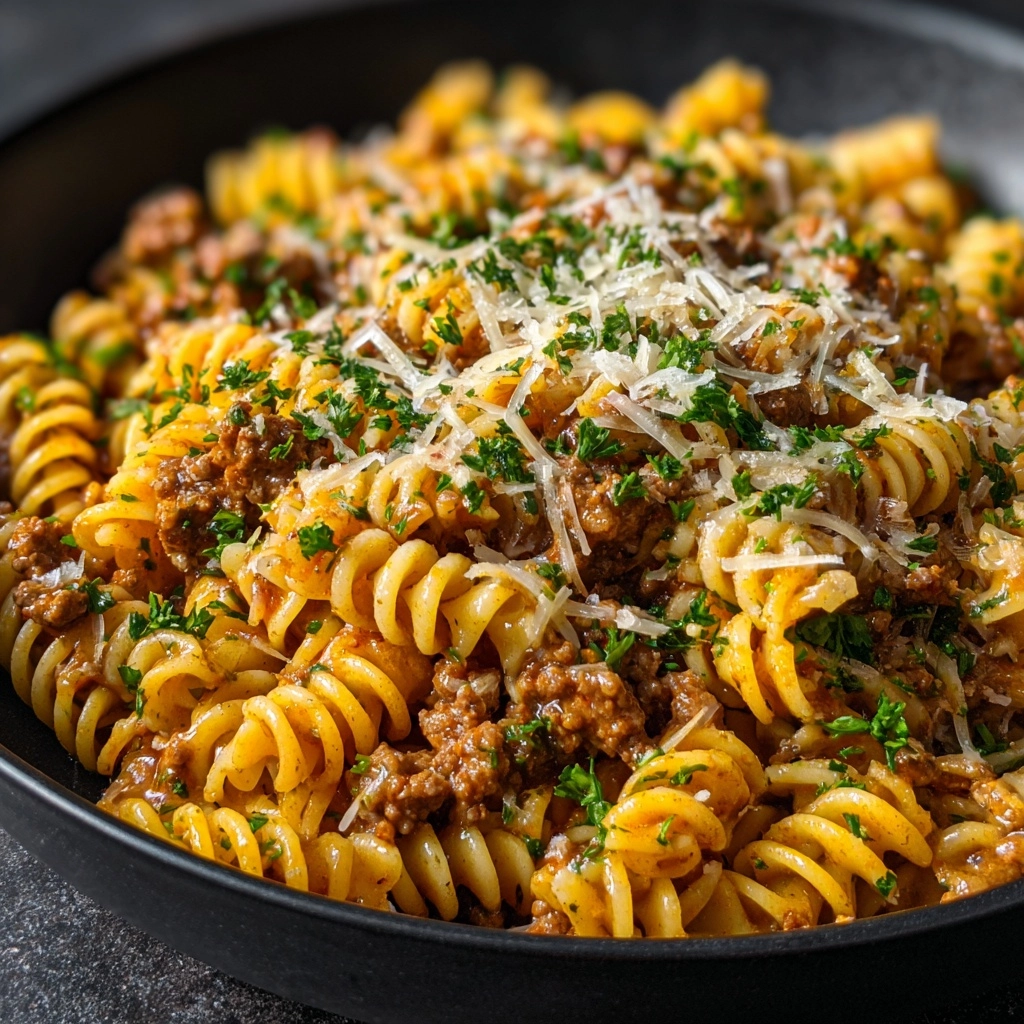 One-Pot Beef and Cheddar Ranch Pasta Recipe - Recipe Image