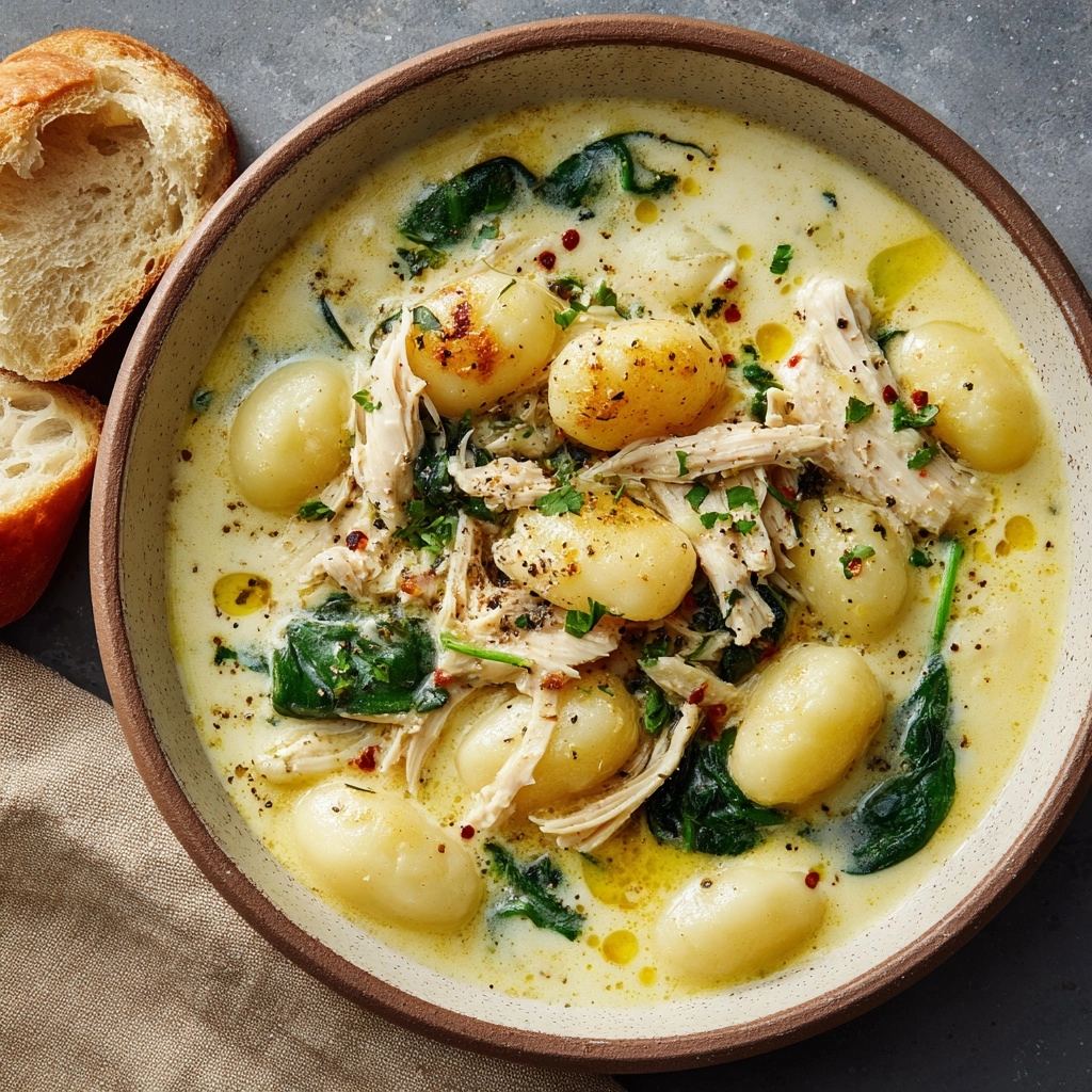 Creamy Chicken Gnocchi Soup with Garlic Recipe - Recipe Image