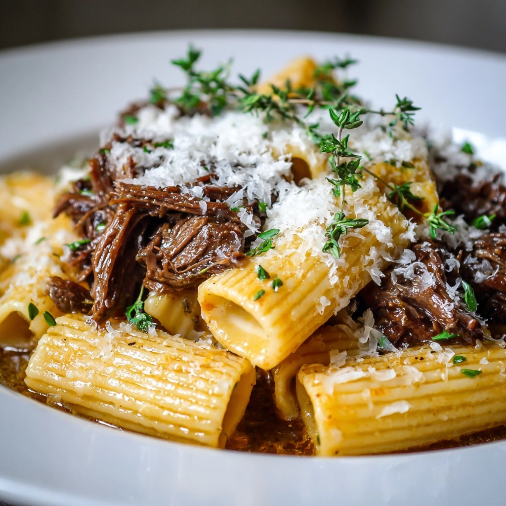 Slow Cooked Braised Beef Brisket Rigatoni with Tarragon Recipe - Recipe Image