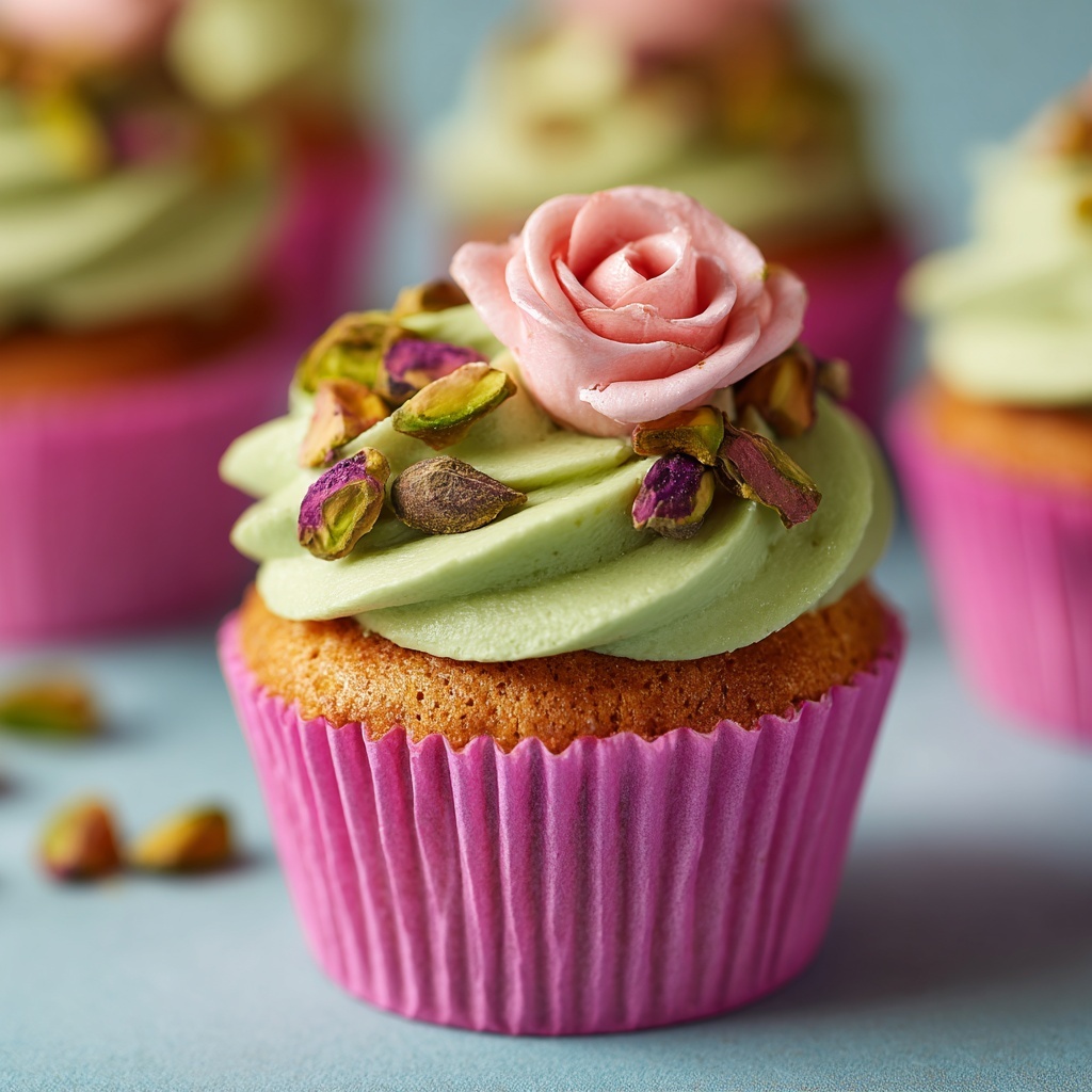 Mini Rose Pistachio Cupcakes Recipe - Recipe Image