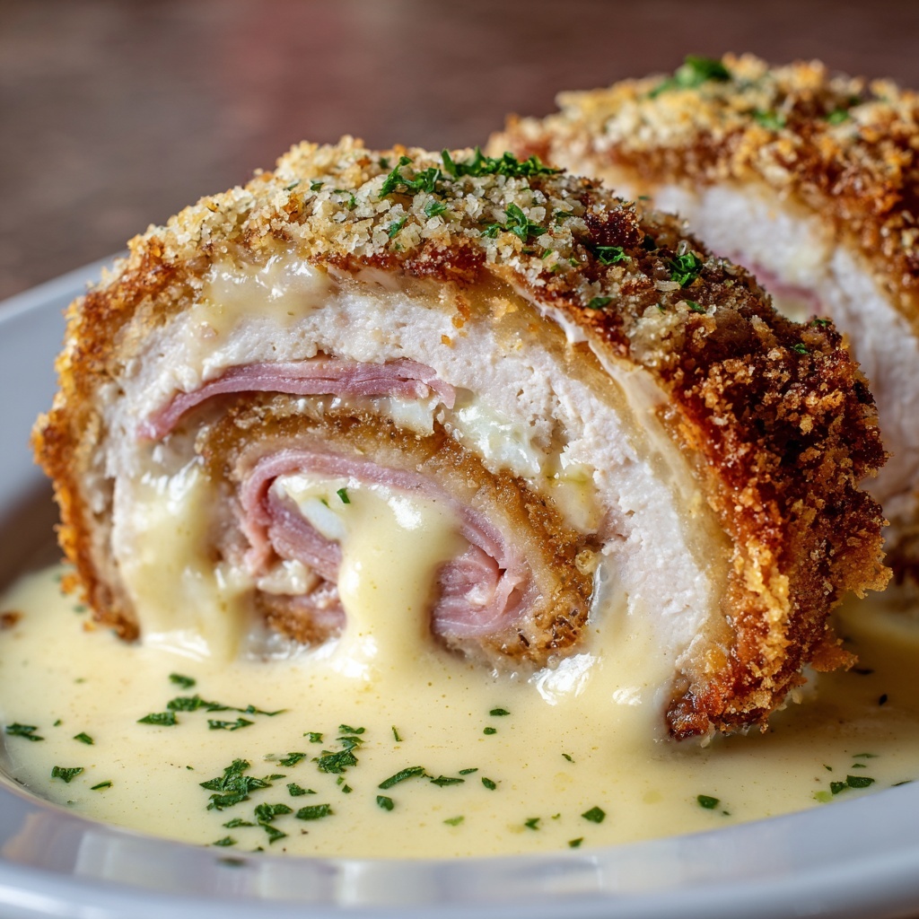 Crispy and Creamy Chicken Cordon Bleu with Dijon Sauce: The Ultimate Recipe - Recipe Image