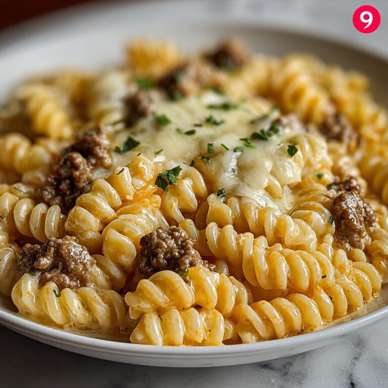 Cheesy Garlic Twisted Pasta with Cajun Ground Beef Recipe