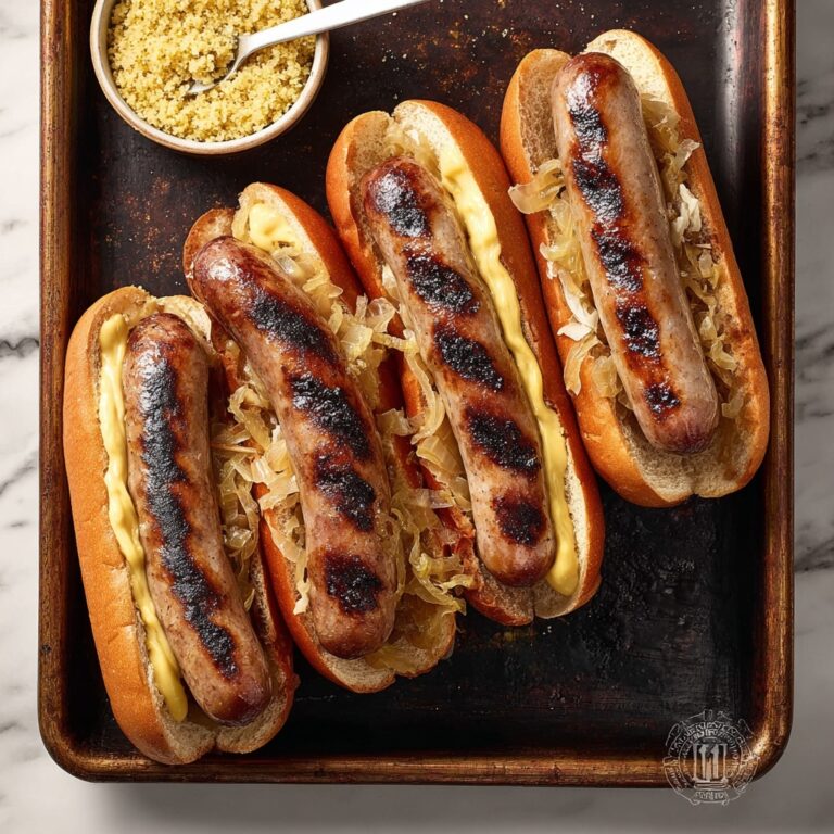 Grilled Beer-Soaked Brats with Sautéed Onions and Buns Recipe