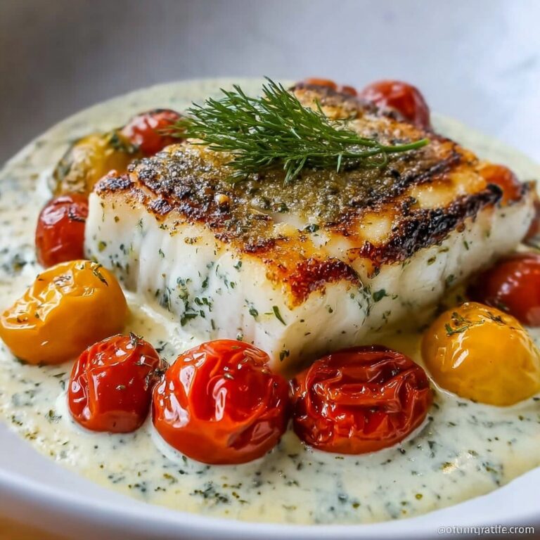 Grilled Cod with Roasted Tomatoes and Creamy Dill Sauce Recipe