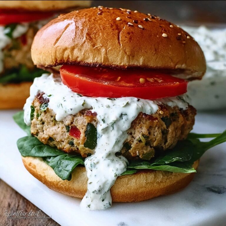 Sun-Dried Tomato and Feta Spinach Burgers with Tzatziki Sauce Recipe