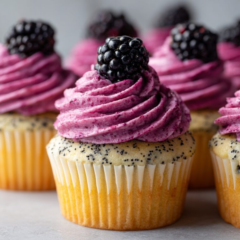 Lemon Poppy Seed Cupcakes with Blackberry Frosting Recipe