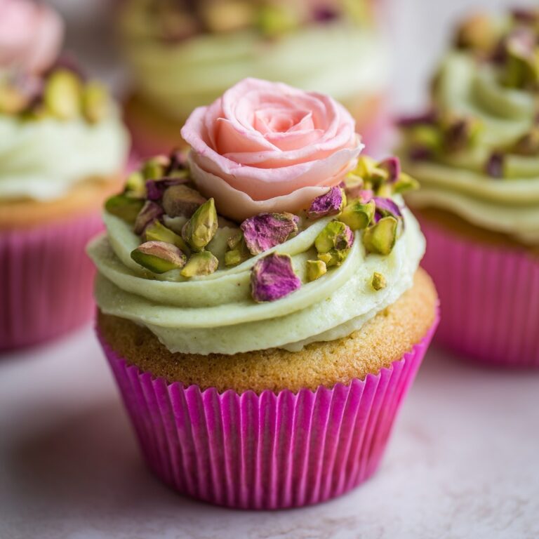 Mini Rose Pistachio Cupcakes Recipe